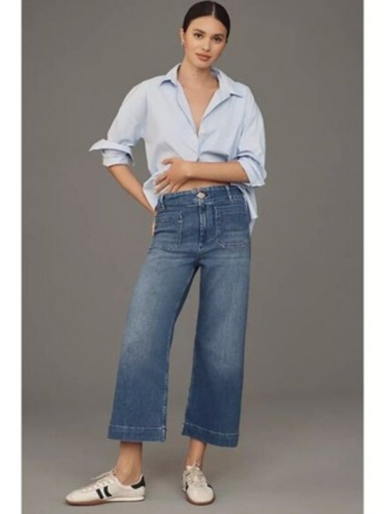 Anthropologie Denim - Maeve Anthropologie Colette Cropped Wide Leg High Rise Jeans 26W
